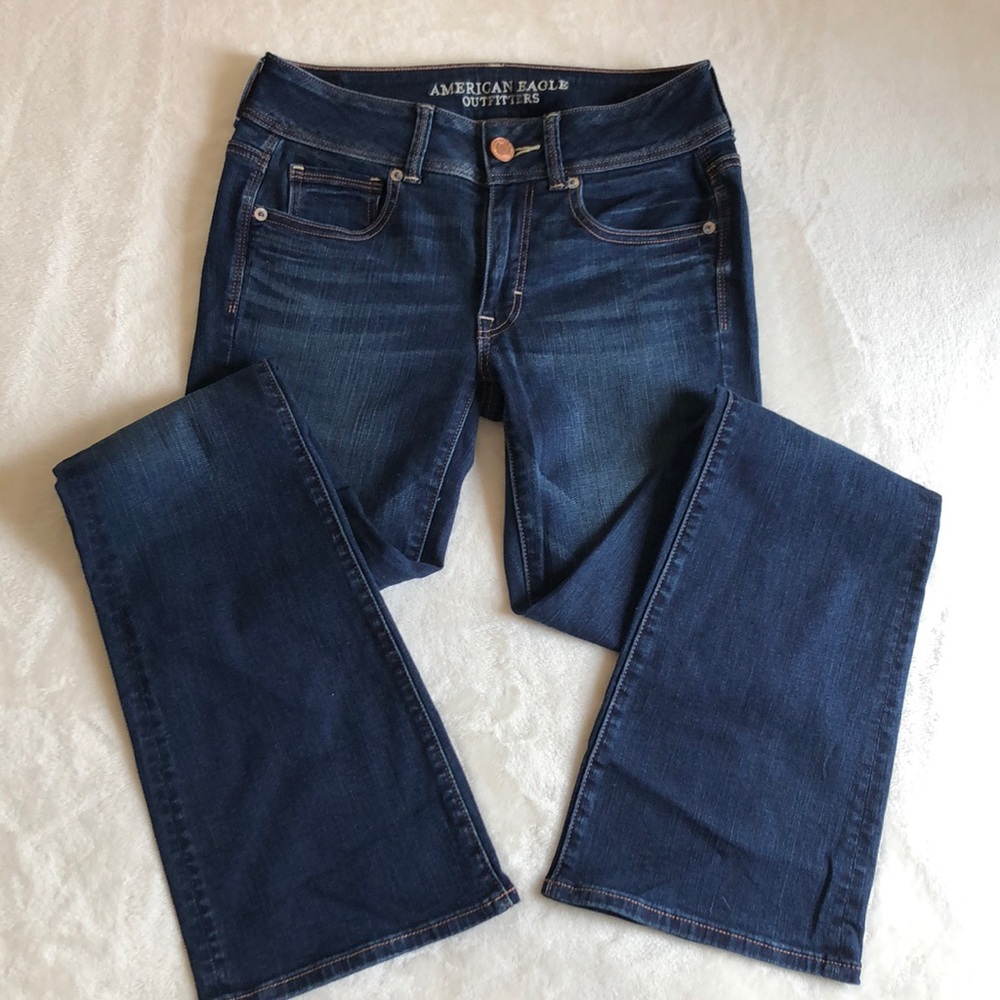 American eagle boot cut dark wash jeans.